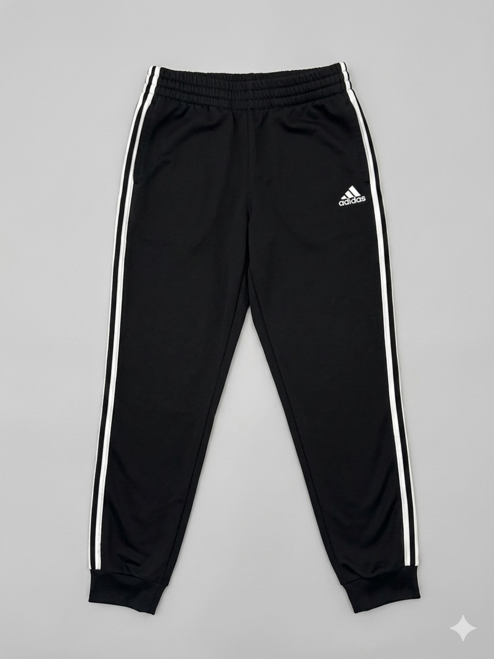 adidas Black Joggers with White Side Stripes - Kids